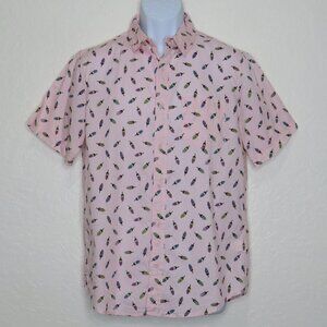 Public Opinion* Men's‎ Short Sleeve Button Down Curved Hem Pocket Shirt~ Medium